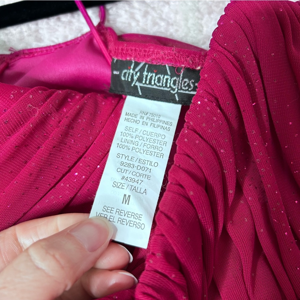 Vintage 90's City Triangles Maxi Length Evening Gown Ruched Size Medium Glitter - Picture 3 of 13